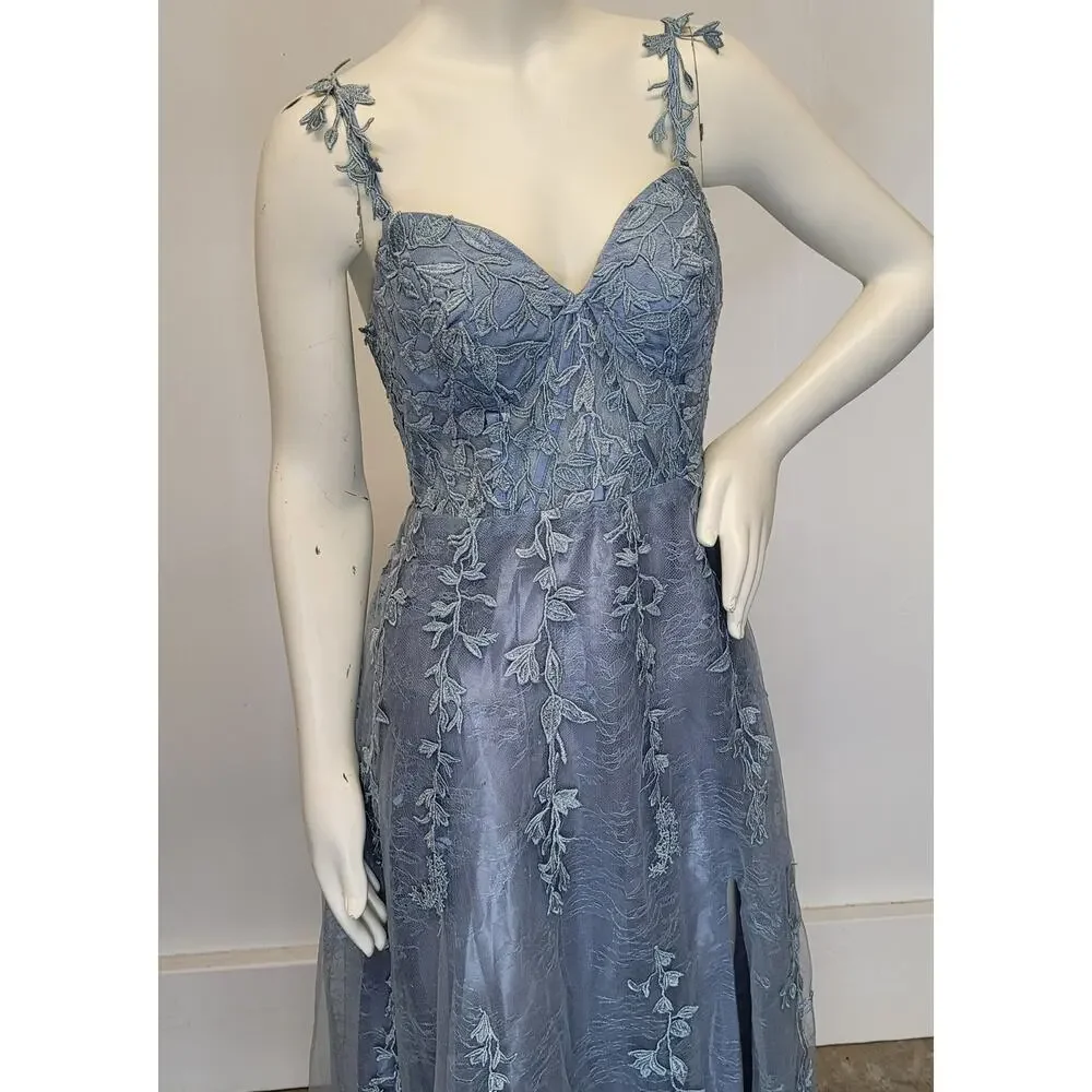NWT Sky Blue Formal Gown Prom Dress Wedding Party Bridesmaid MOTB - Picture 3 of 15